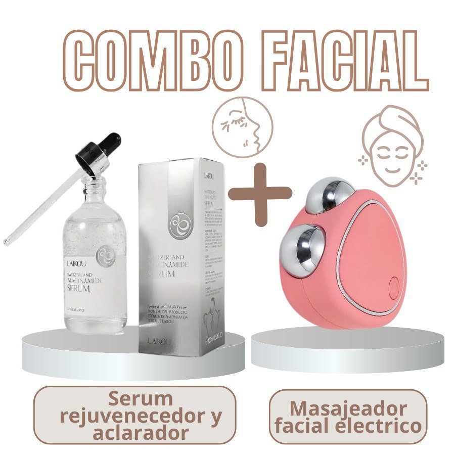 MASAJEADOR FACIAL ELECTRICO + SERUN REJUVENECEDOR Y ACLARADOR